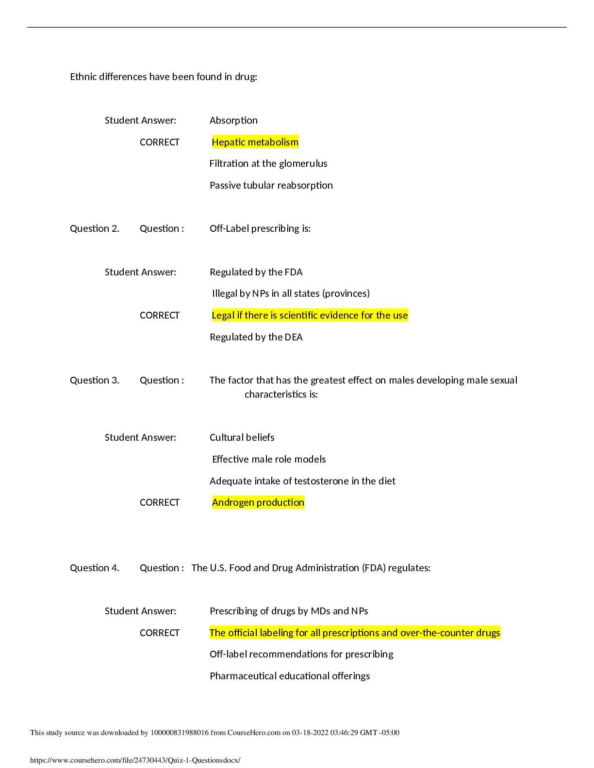 Preview of NSG 6005 / NSG6005 PHARM WEEK 1 QUIZ LATEST (2021) GRADED A